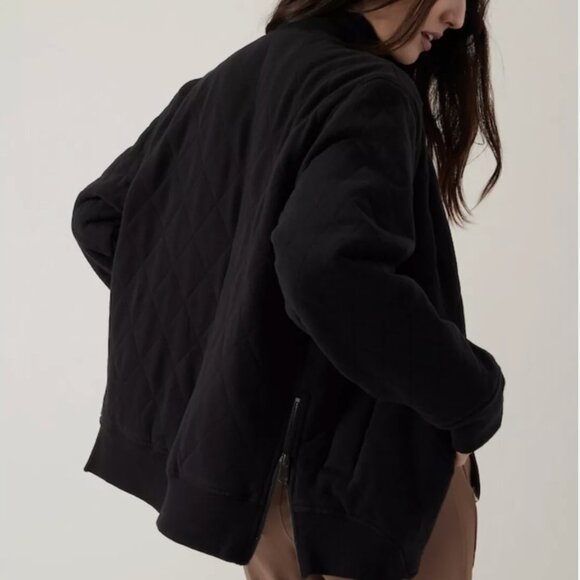 Athleta Retroplush Quilted Women's Bomber Jacket  - Black Size S NWT - Picture 6 of 12